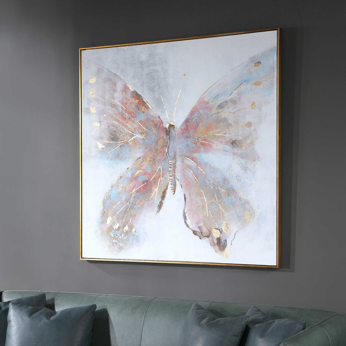 Free Flying Hand Painted Canvas - Blue / Beige by Uttermost - View 4