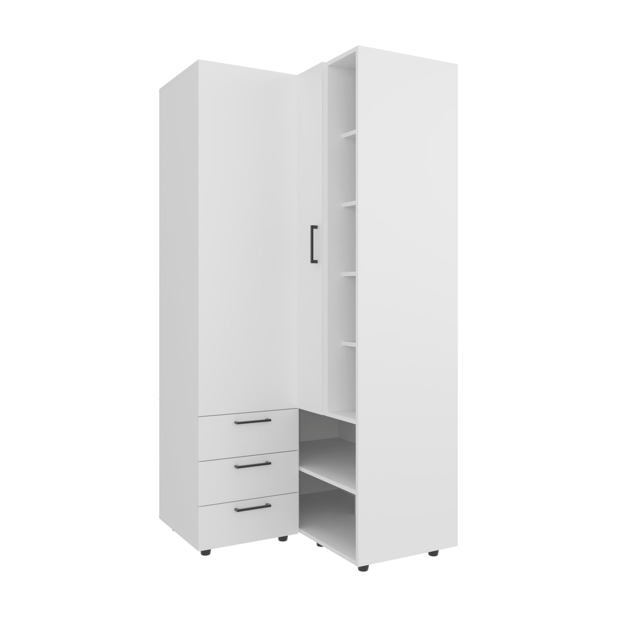 FM FURNITURE Thatcher Armoire- wardrobe, shoe storage, Open Storage and 2 - drawer, White - sold by Home Elegance USA