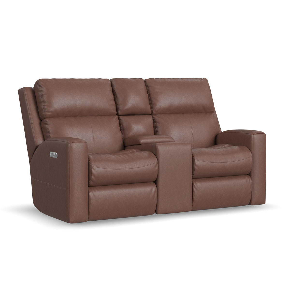 Score Leather Power Reclining Loveseat With Console & Power Headrests & Lumbar | Flexsteel