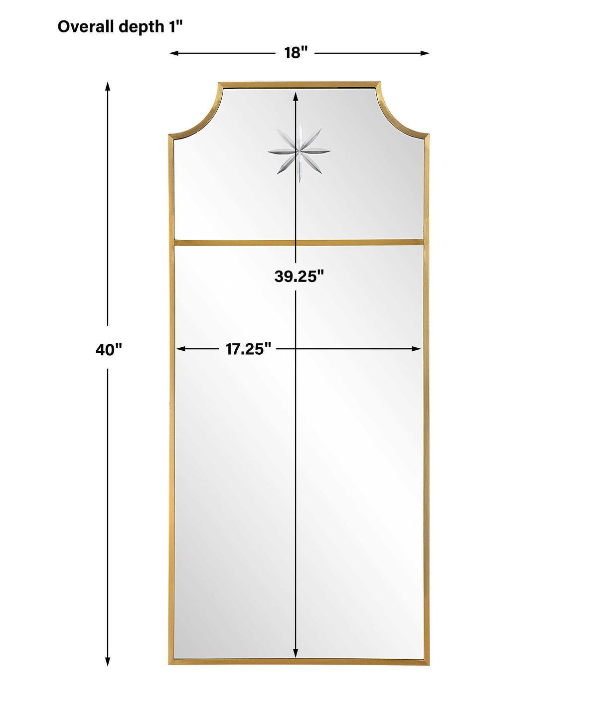 Caddington Tall Mirror Brass - Yellow by Uttermost - View 5