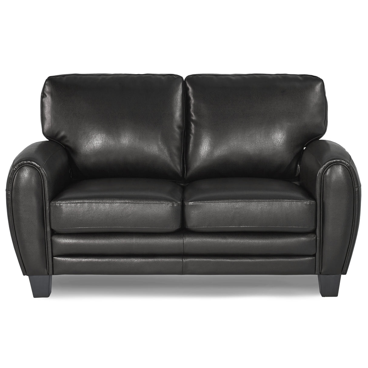 Modern Living Room Furniture 1pc Loveseat Black Faux Leather Covering Retro Styling Furniture