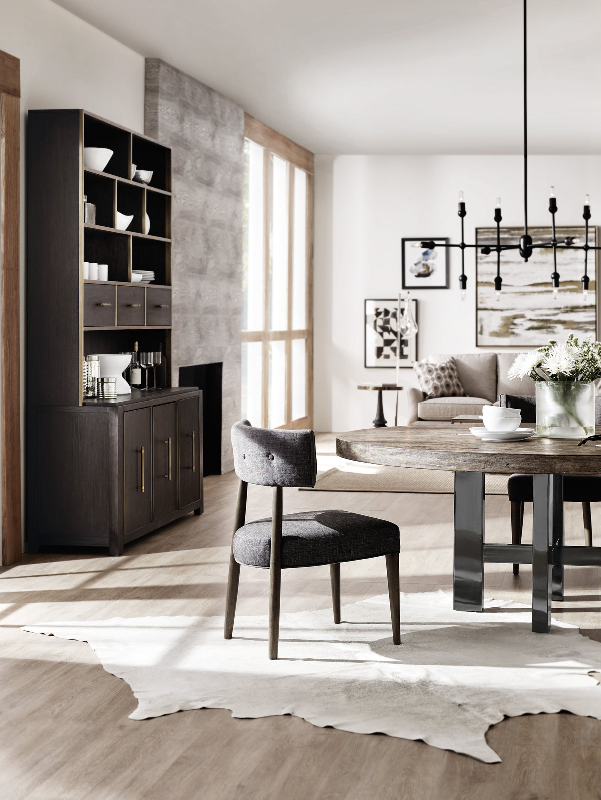 Curata Upholstered Chair - Dark Gray / Dark Brown by Hooker Furniture - View 4