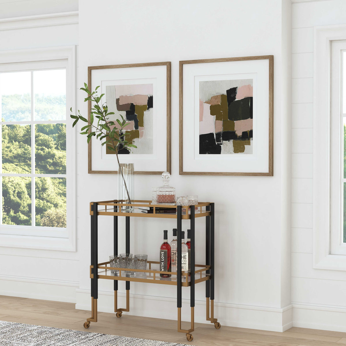 Kentmore Modern Bar Cart - Gold / Black by Uttermost - View 3