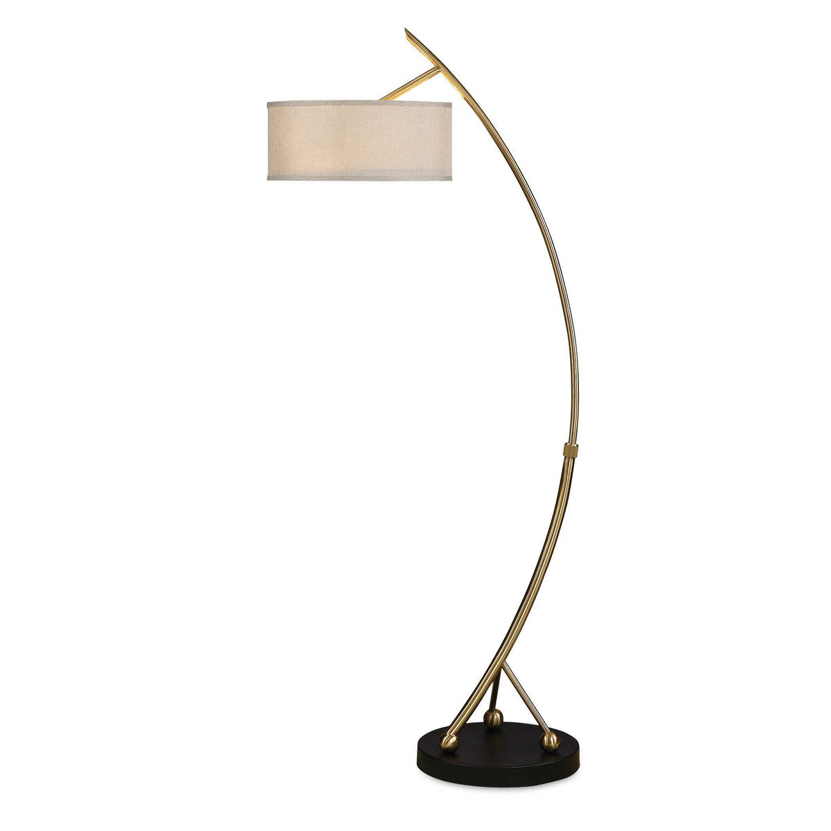 Vardar Curved Floor Lamp Brass - Yellow / Beige by Uttermost - View 1
