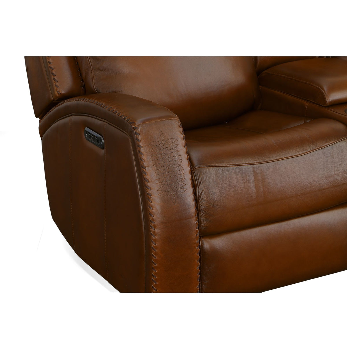 Mustang Power Loveseat With Console With Power Headrest - Rust | Flexsteel