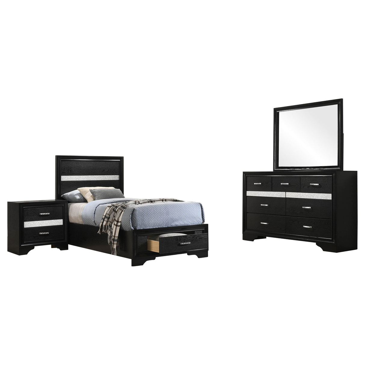 Annie Black 4-piece Twin Bedroom Set - sold by Home Elegance USA