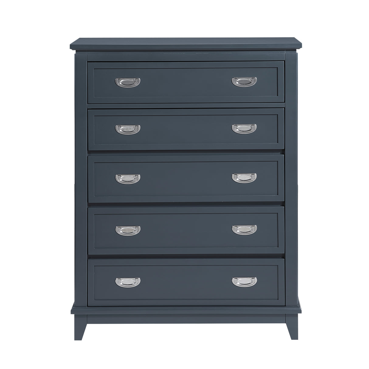 Navy Blue Finish Storage Chest with 5 Drawers Wooden Modern Bedroom Furniture 1pc Vertical Dresser