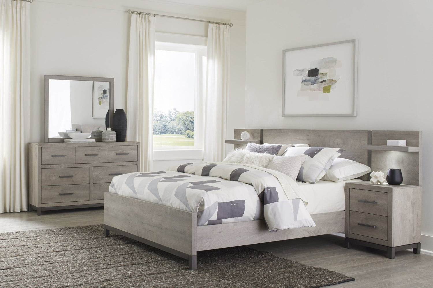 Attractive Gray Finish 1pc Dresser of 7x Drawers Metal Bar Hardware Premium Melamine Board Wooden Bedroom Furniture | Home Elegance USA
