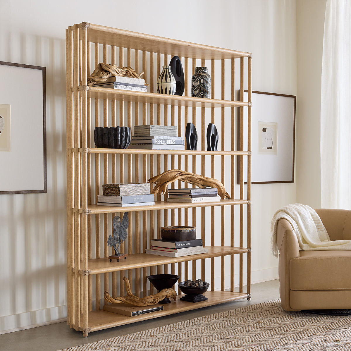 Retreat Slatted Bookcase - Beige by Hooker Furniture - View 3