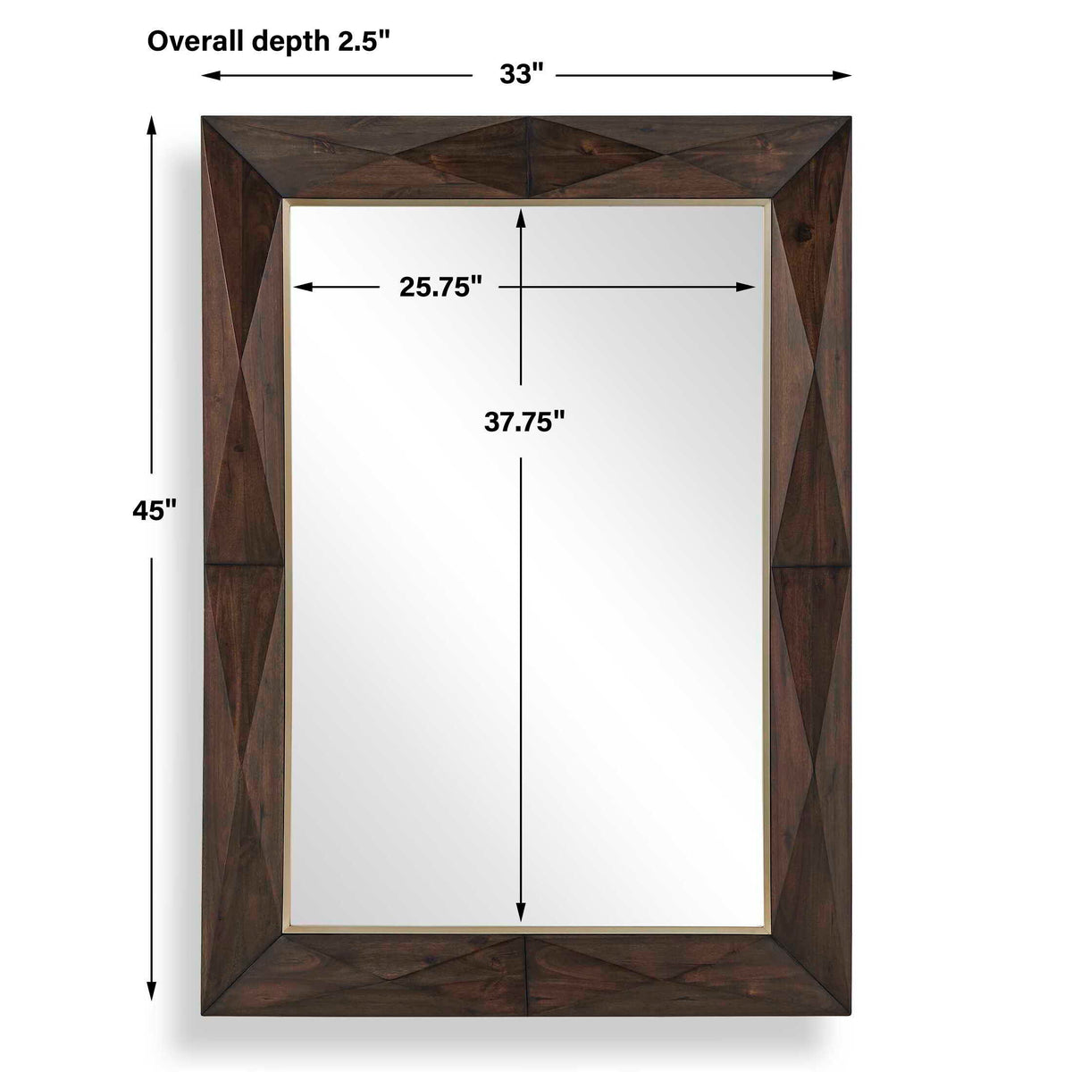 Diamond In The Rough Wood Mirror Gold / Woodtone - Dark Brown by Uttermost - View 7