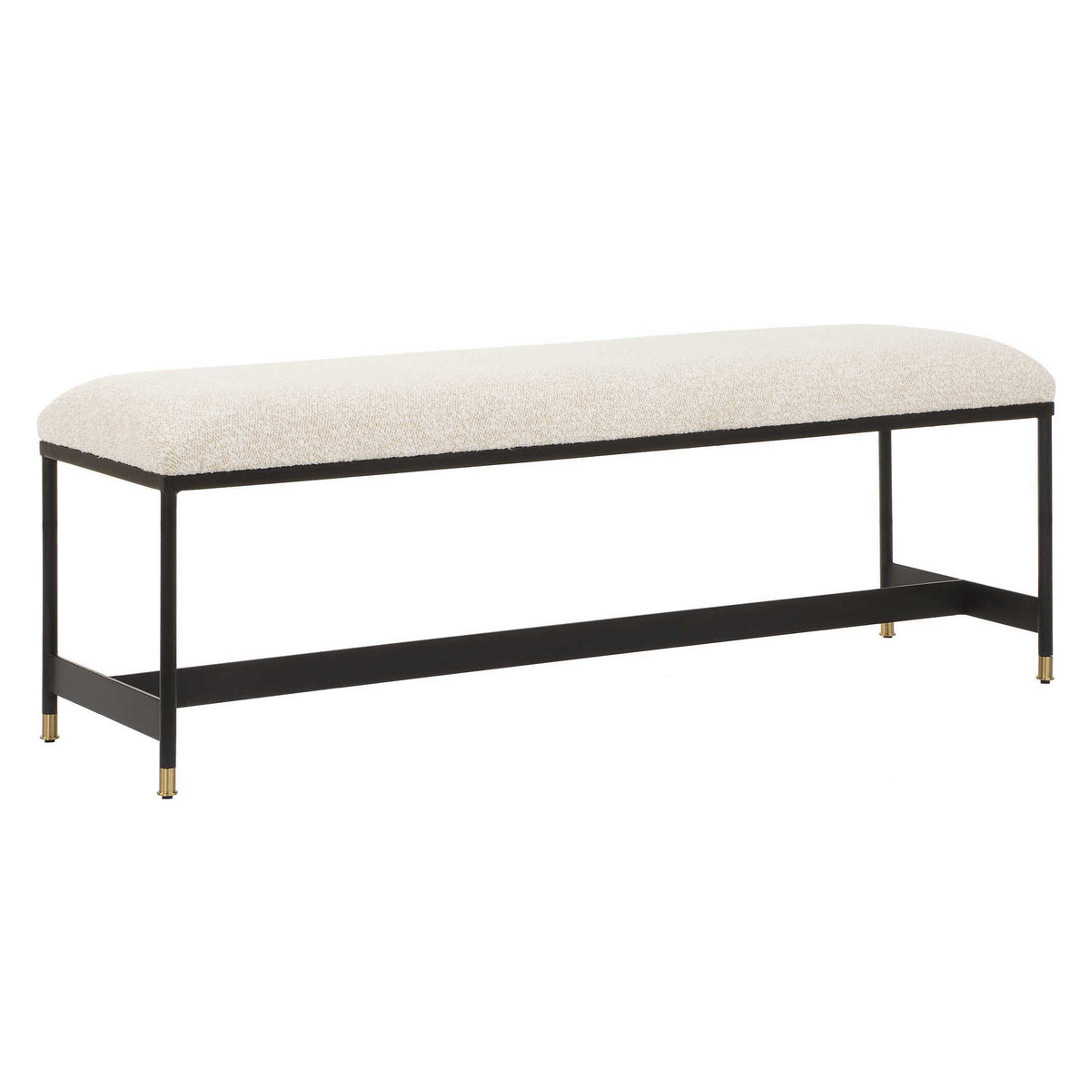 Halston Upholstered Bench - White / Black by Uttermost - View 4