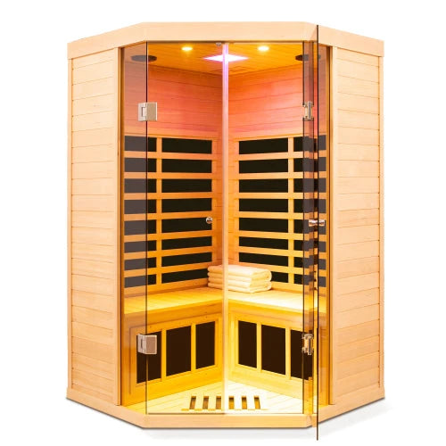 Hemlock Pentagonal Far-Infrared Indoor Sauna – Space-Saving 5-Sided Design - sold by Home Elegance USA