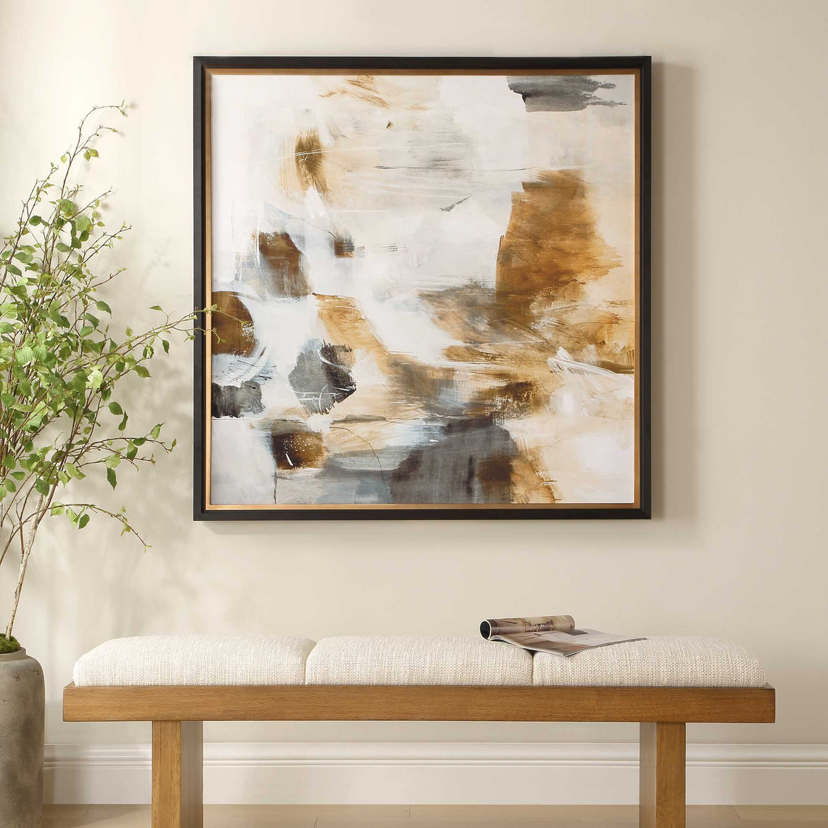 Ancient Story Framed Abstract Print Black / Blue / Brass / Gold / Gray / Orange / White / Yellow - Light Brown / Beige by Uttermost - View 2