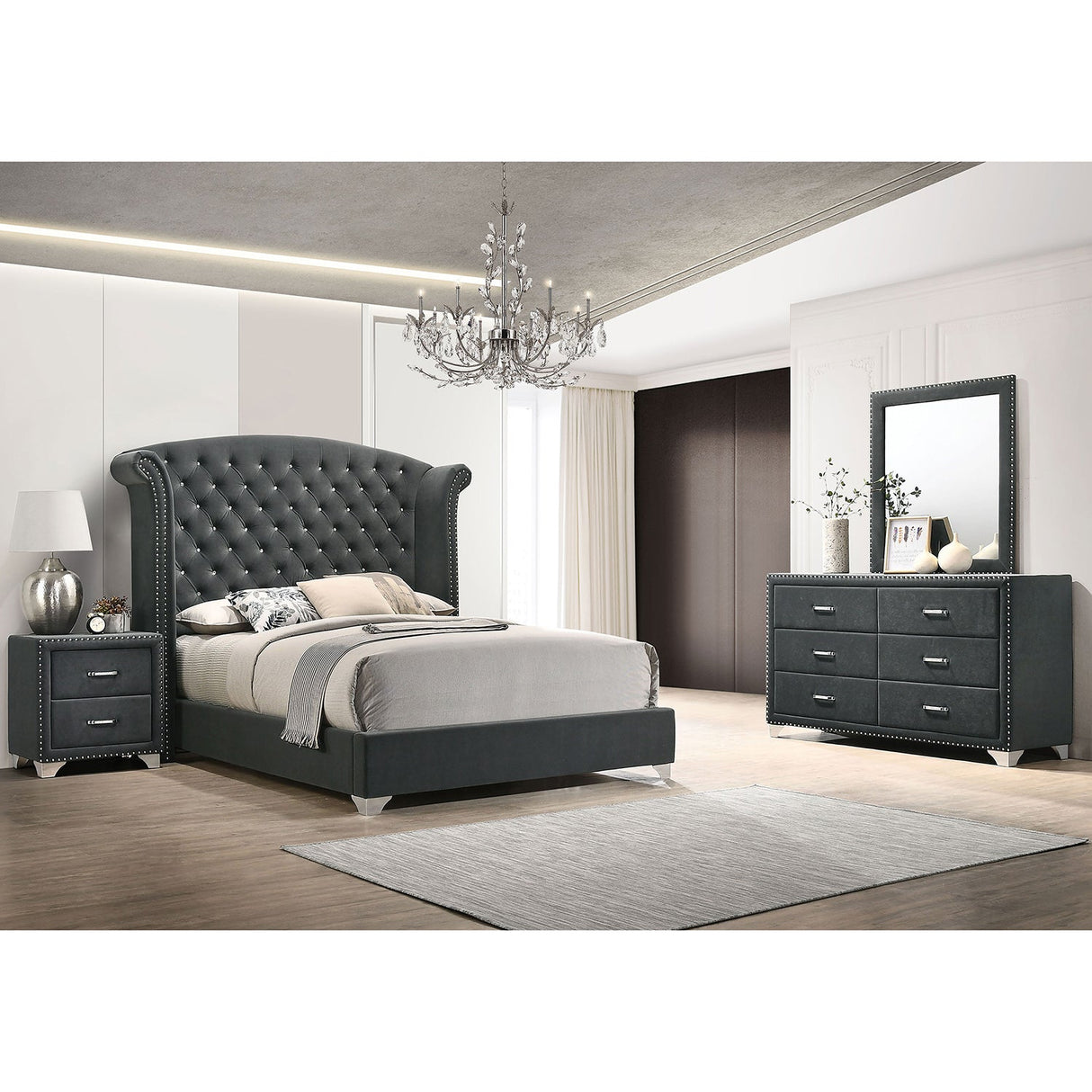 Kennedy Grey 4-piece Eastern King Bedroom Set - sold by Home Elegance USA