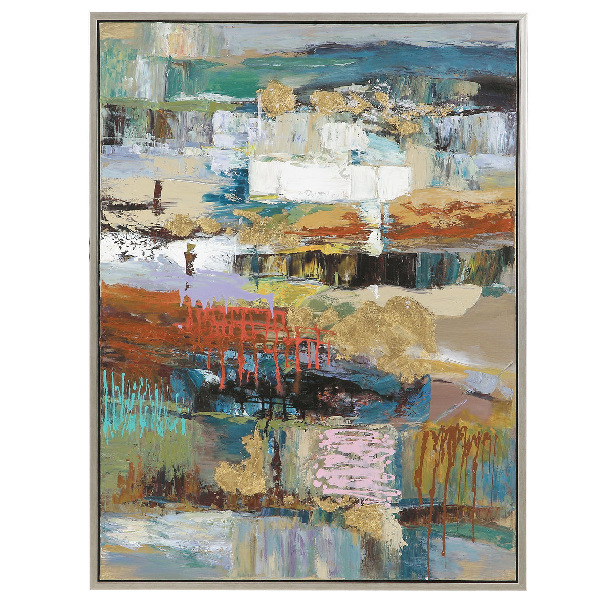 Fiesta Hand Painted Canvas - Blue / Orange by Uttermost - View 1