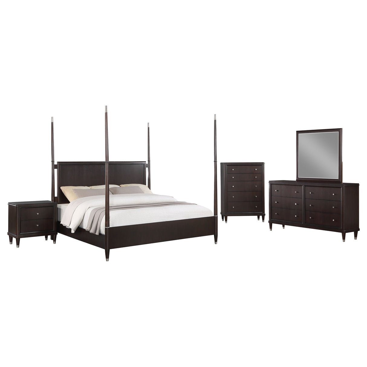 Niguel Brown 5-piece Poster Bedroom Set - sold by Home Elegance USA