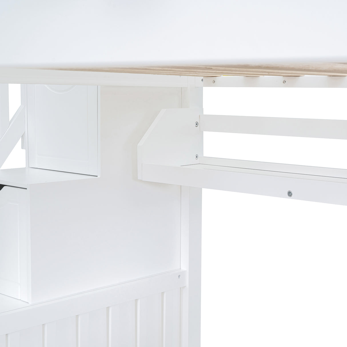 Full-Over-Full Castle Style Bunk Bed with 2 Drawers 3 Shelves and Slide - White(OLD SKU:LT000558AAK-2) - sold by Home Elegance USA