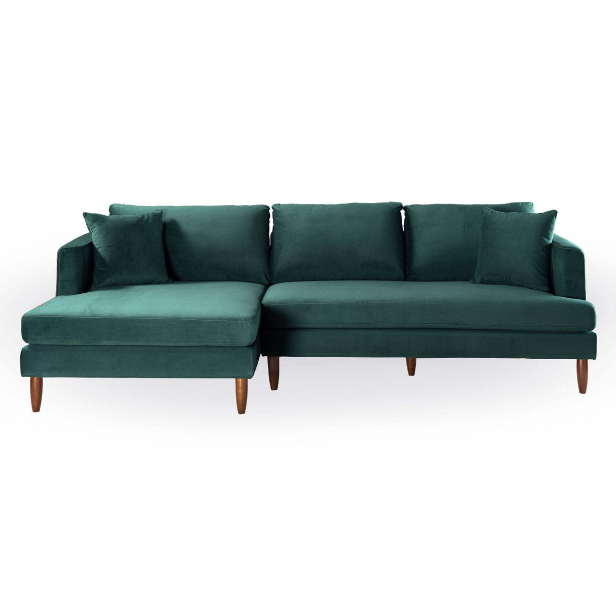 Blake L-Shaped Dark Green Velvet Sectional Sofa Left Facing Comfortable Upholstery