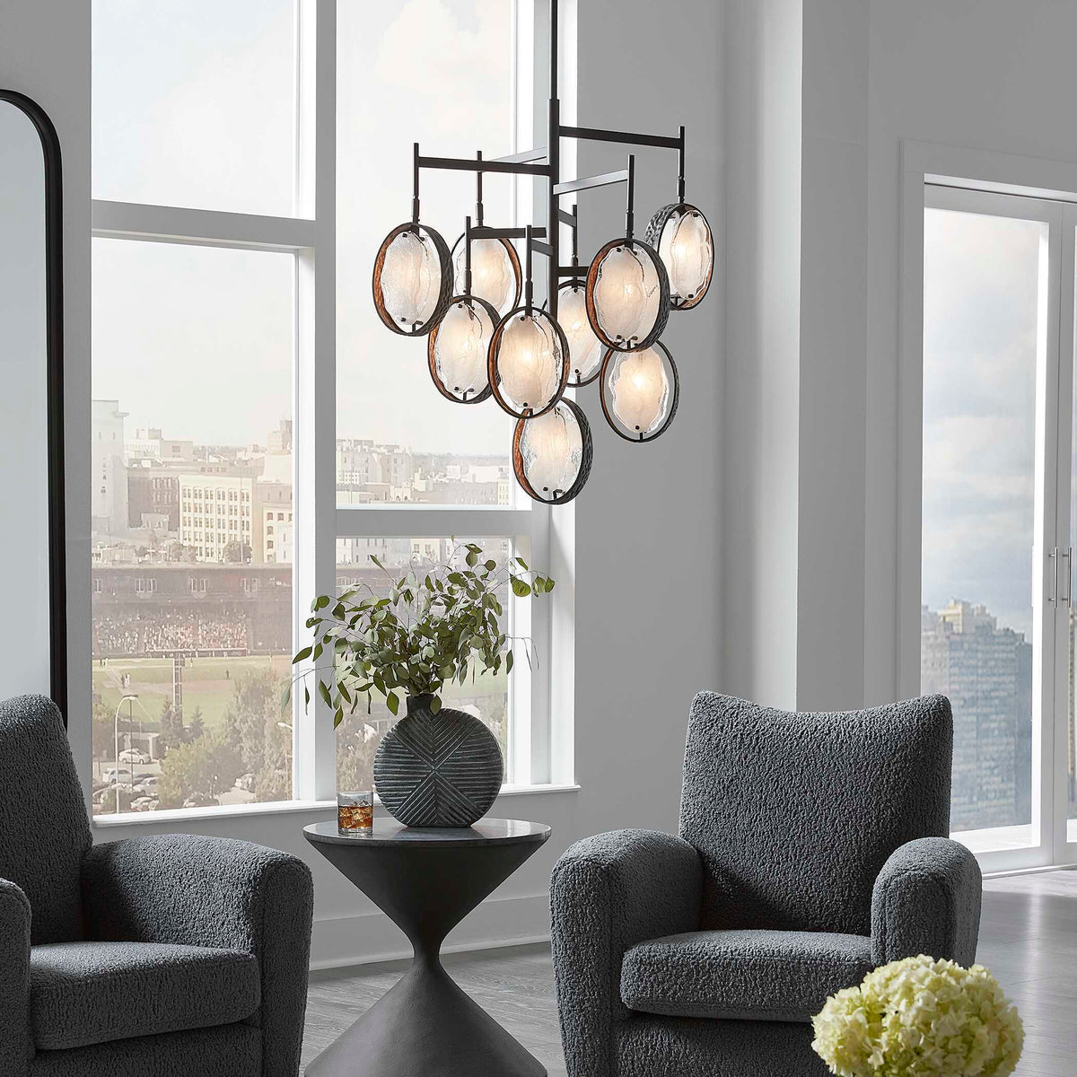 Maxin 9 Light Chandelier Dark Bronze - Bronze / Silver by Uttermost - View 2