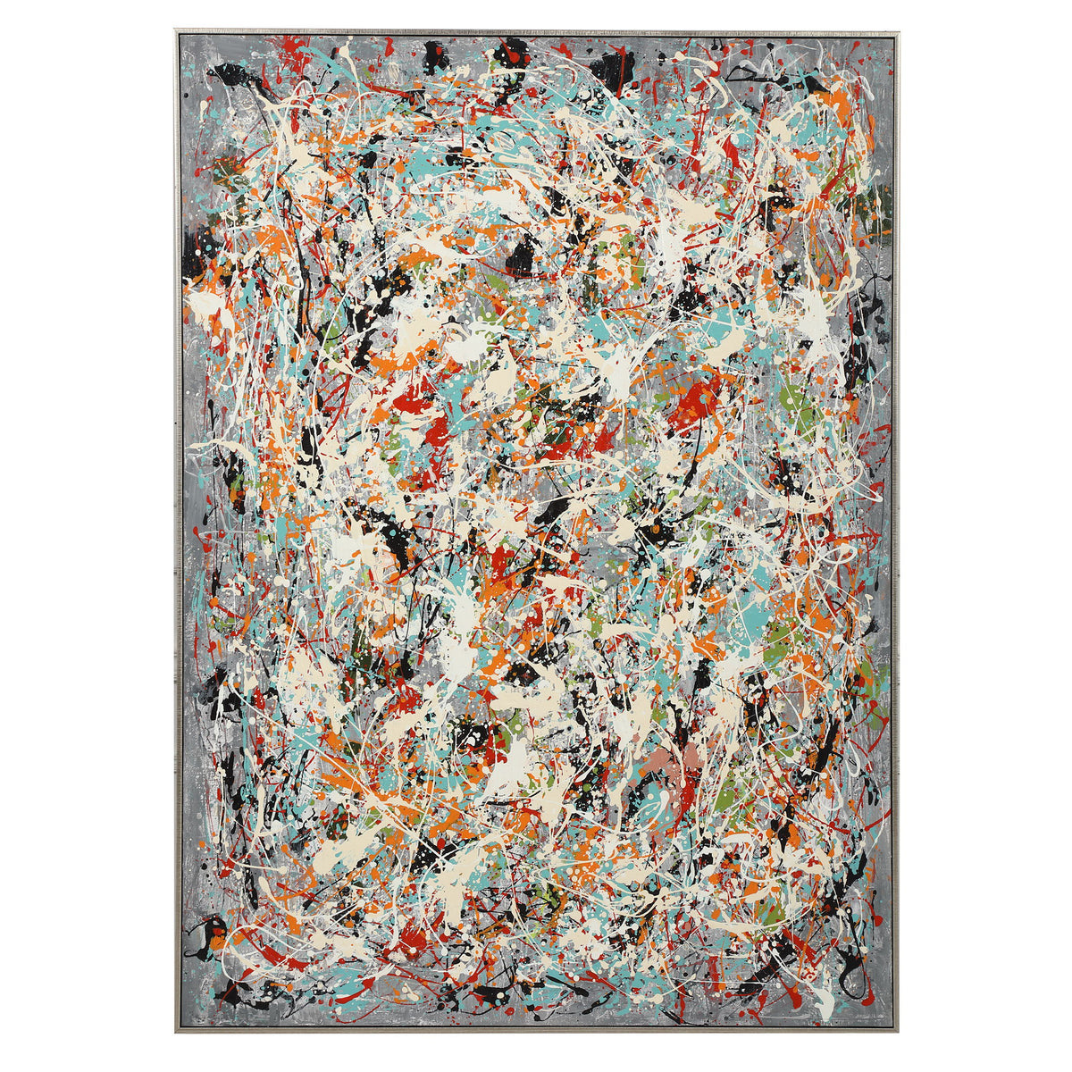 Organized Chaos Hand Painted Canvas - Light Gray / Blue by Uttermost - View 1