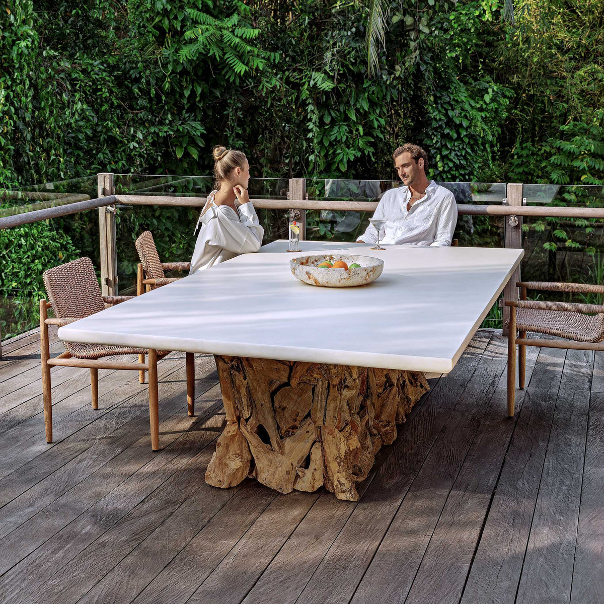 Stonewood Indoor-Outdoor Ping-Pong Dining Table White / Woodtone - Light Brown / White by Uttermost - View 6