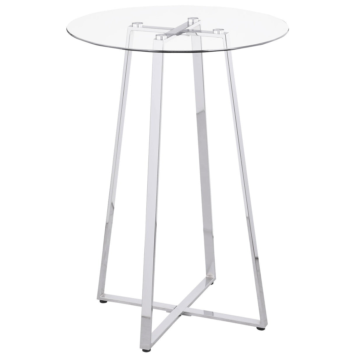 Zanella Round 30-inch Glass Top Bistro Bar Table Chrome - Home Elegance USA