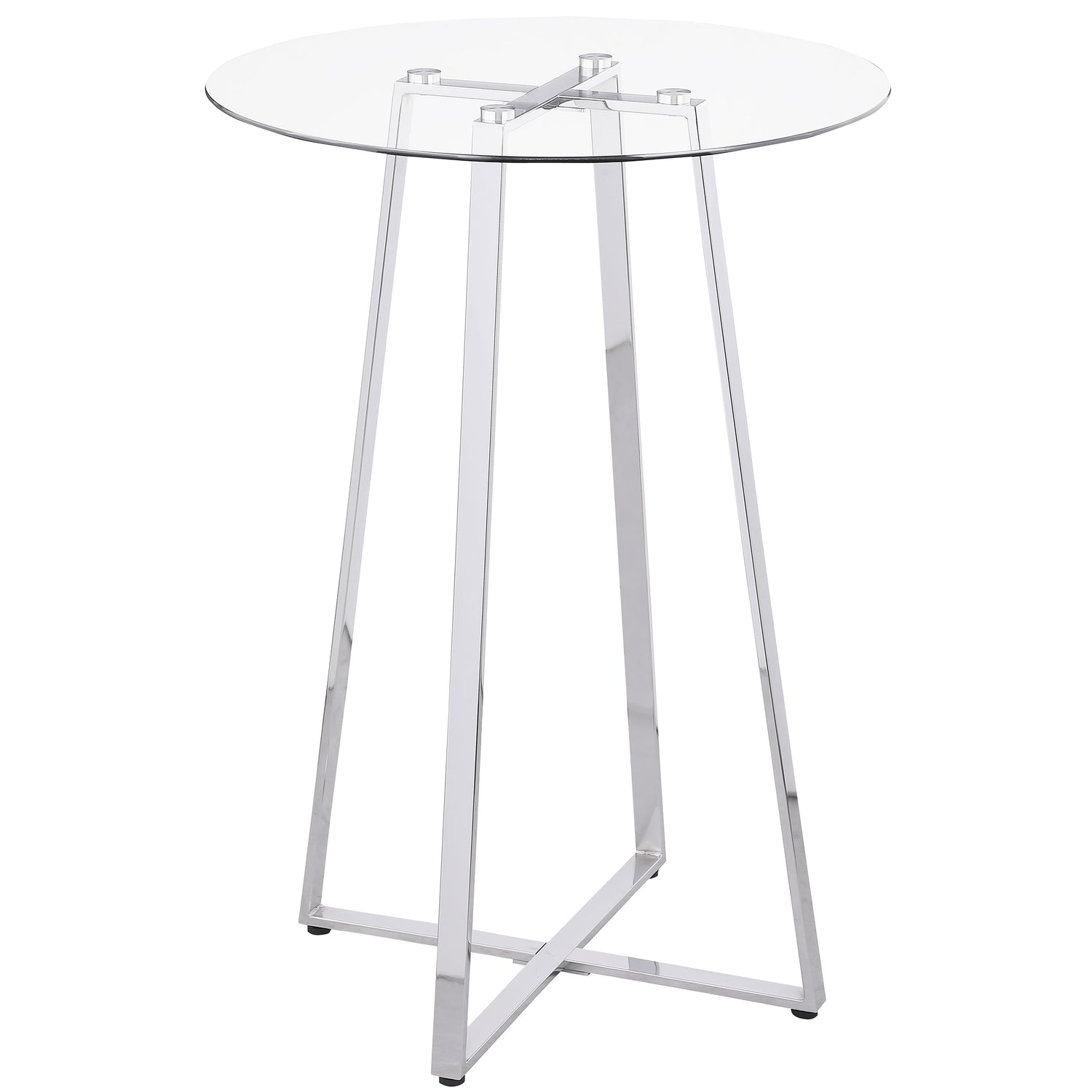 Zanella Round 30-inch Glass Top Bistro Bar Table Chrome - Home Elegance USA