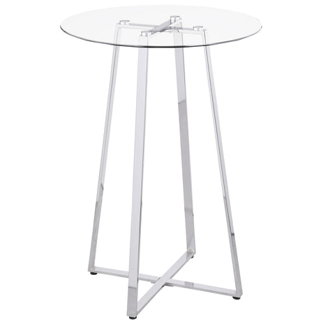 Zanella Round 30-inch Glass Top Bistro Bar Table Chrome - Home Elegance USA