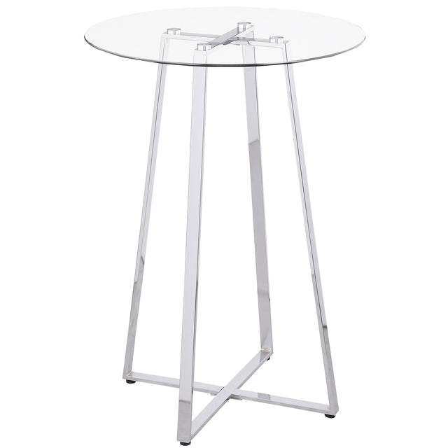 Zanella Round 30-inch Glass Top Bistro Bar Table Chrome - Home Elegance USA