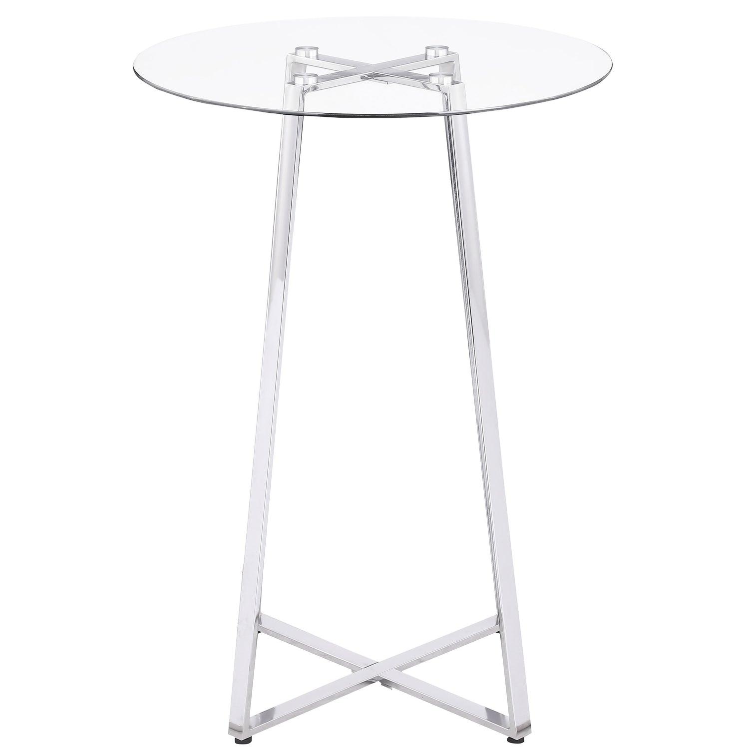 Zanella Round 30-inch Glass Top Bistro Bar Table Chrome - Home Elegance USA