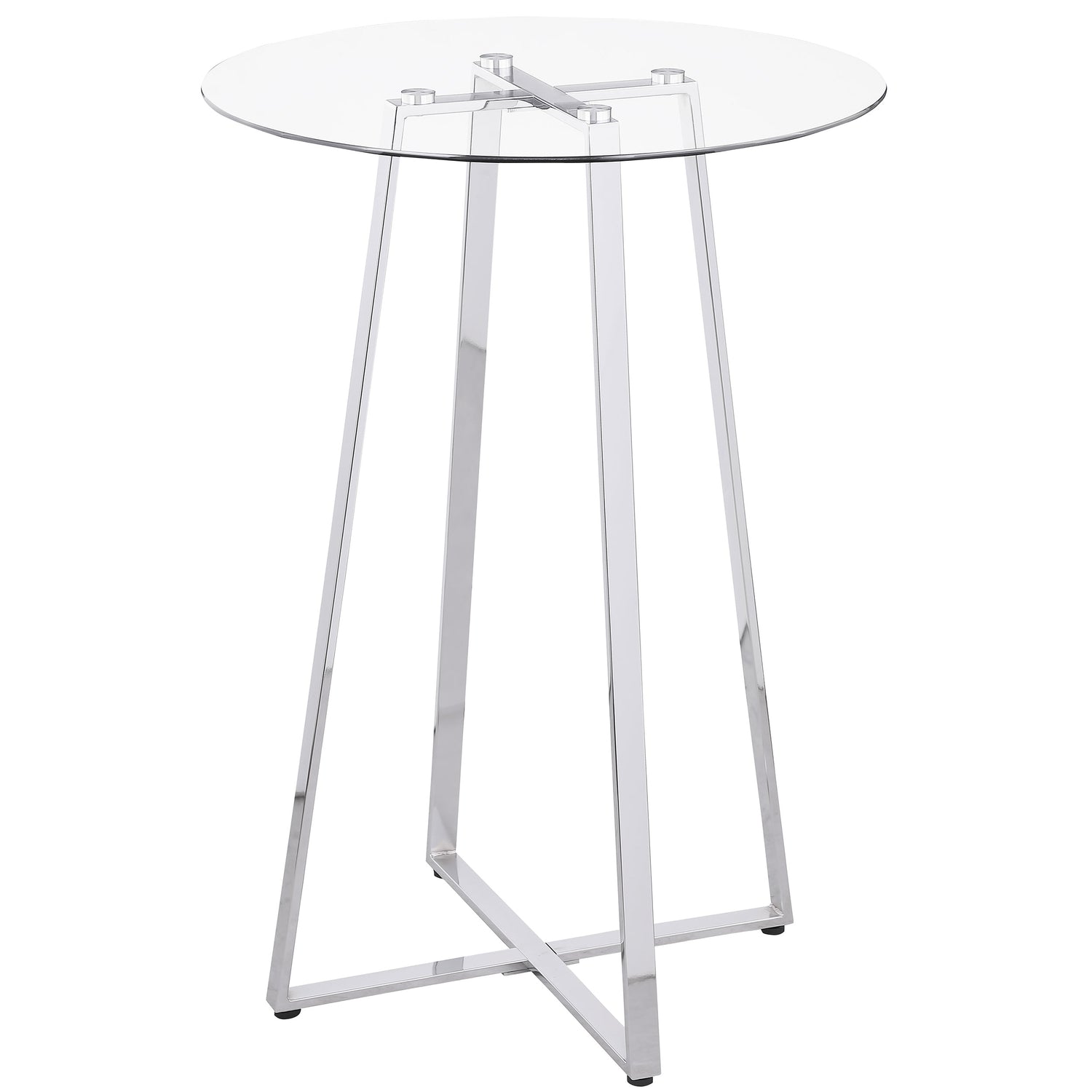 Zanella Round 30-inch Glass Top Bistro Bar Table Chrome - Home Elegance USA