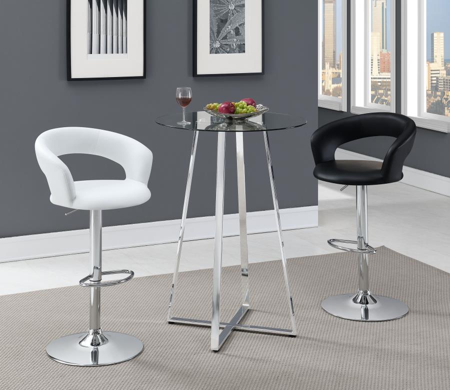 Zanella Round 30-inch Glass Top Bistro Bar Table Chrome - Home Elegance USA