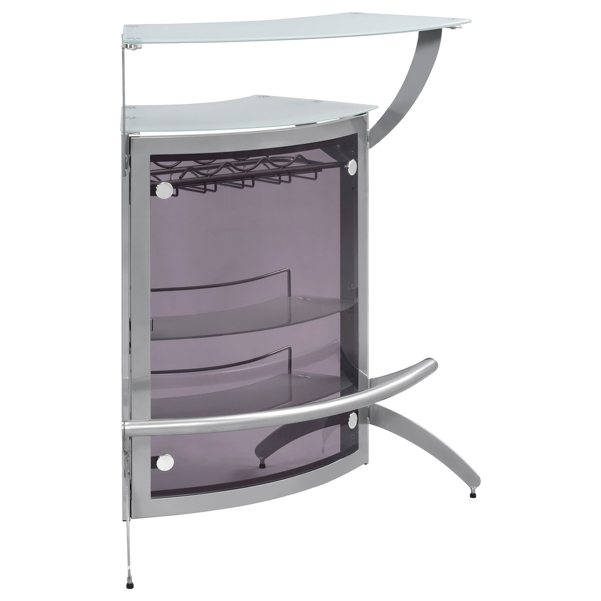Dallas 2-shelf Curved Freestanding Home Bar Cabinet Silver - Home Elegance USA