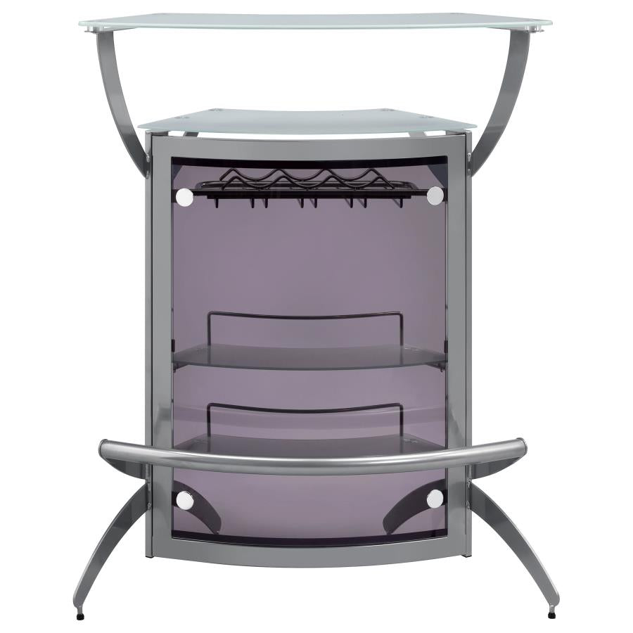 Dallas 2-shelf Curved Freestanding Home Bar Cabinet Silver - Home Elegance USA