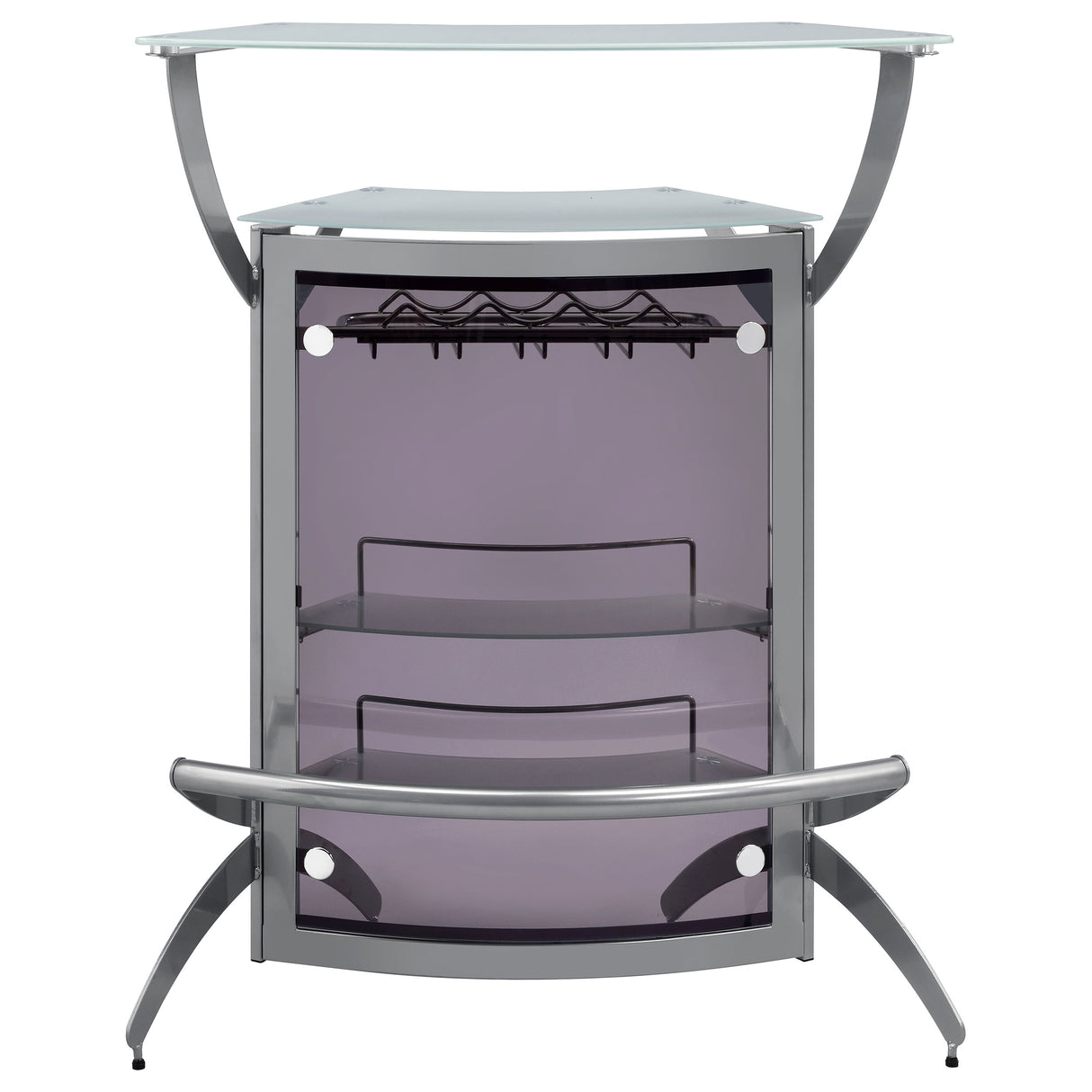 Dallas 2-shelf Curved Freestanding Home Bar Cabinet Silver - Home Elegance USA