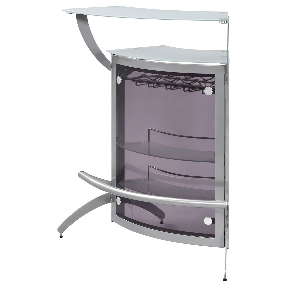 Dallas 2-shelf Curved Freestanding Home Bar Cabinet Silver - Home Elegance USA