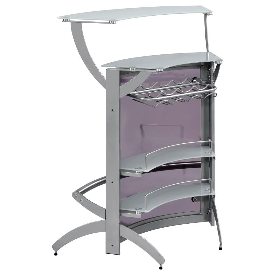 Dallas 2-shelf Curved Freestanding Home Bar Cabinet Silver - Home Elegance USA