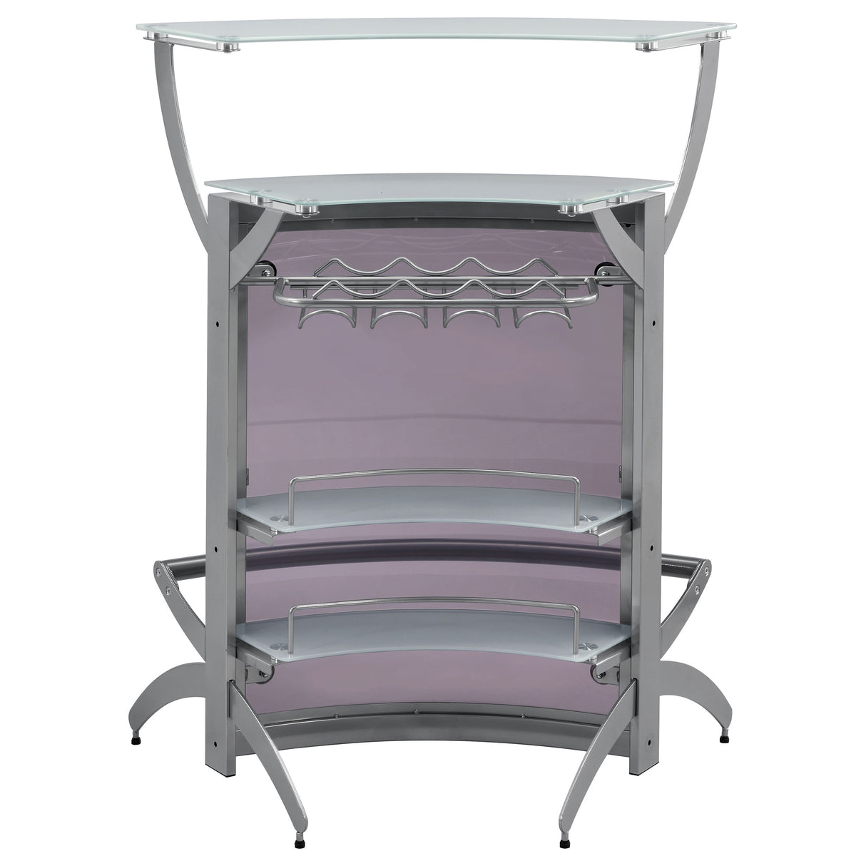 Dallas 2-shelf Curved Freestanding Home Bar Cabinet Silver - Home Elegance USA