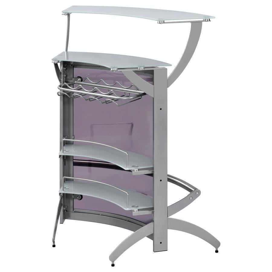 Dallas 2-shelf Curved Freestanding Home Bar Cabinet Silver - Home Elegance USA