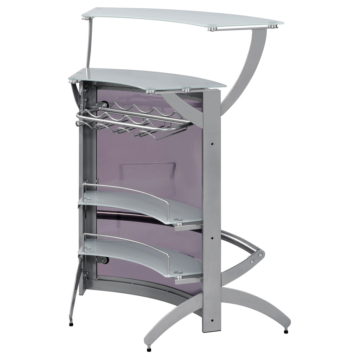 Dallas 2-shelf Curved Freestanding Home Bar Cabinet Silver - Home Elegance USA