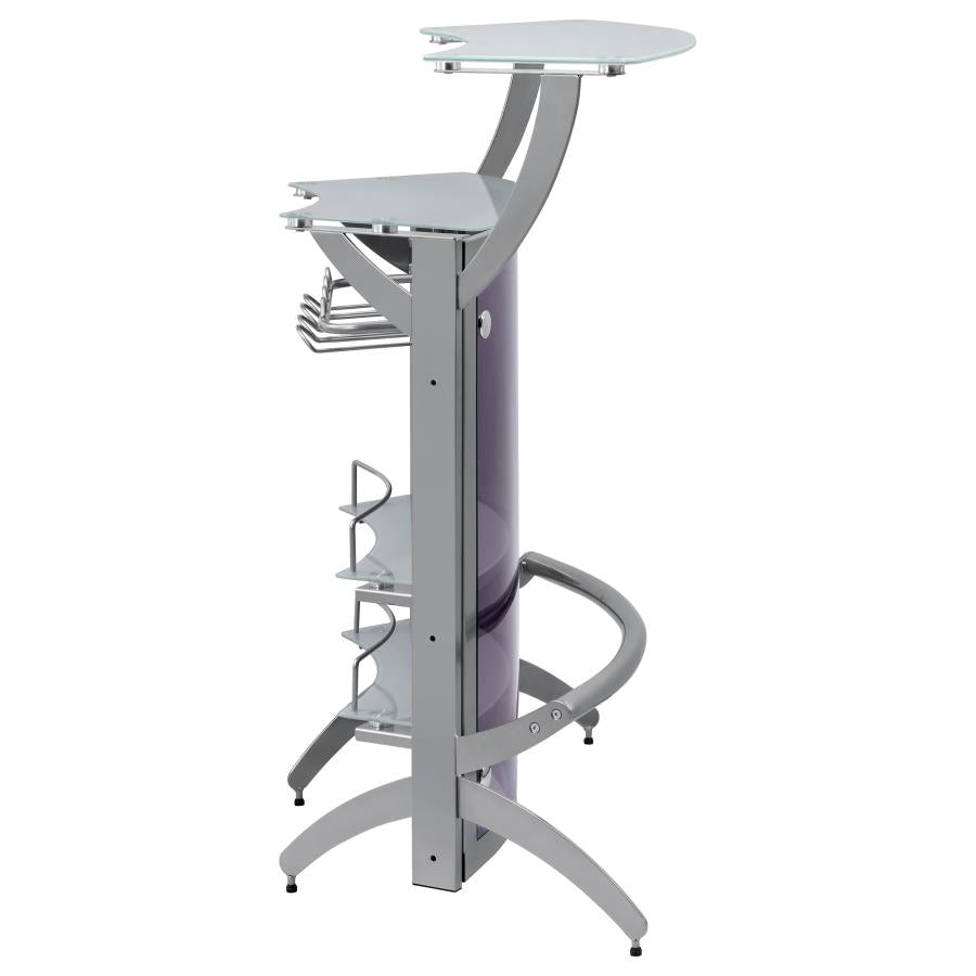 Dallas 2-shelf Curved Freestanding Home Bar Cabinet Silver - Home Elegance USA