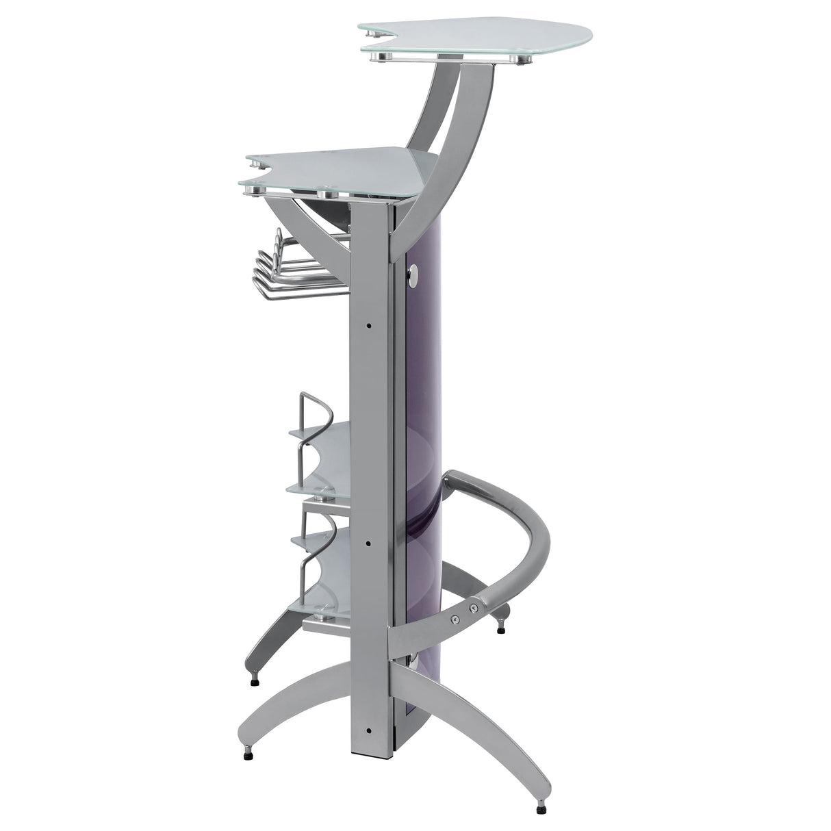 Dallas 2-shelf Curved Freestanding Home Bar Cabinet Silver - Home Elegance USA