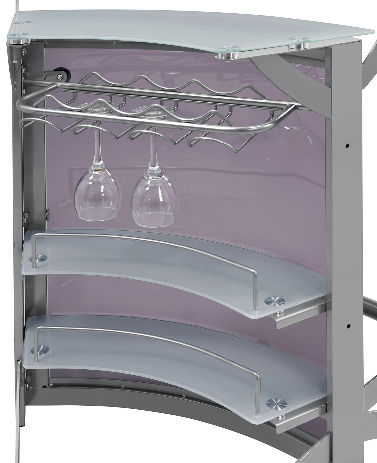 Dallas 2-shelf Curved Freestanding Home Bar Cabinet Silver - Home Elegance USA