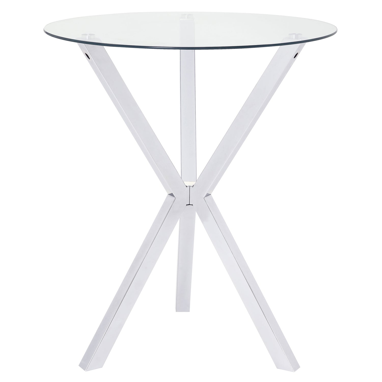 Denali Round 35-inch Glass Top Bistro Bar Table Chrome - Home Elegance USA
