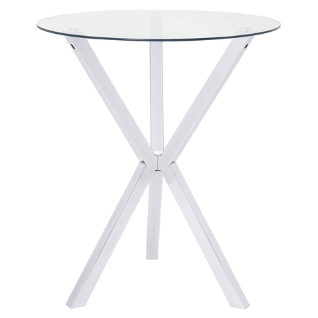 Denali Round 35-inch Glass Top Bistro Bar Table Chrome - Home Elegance USA