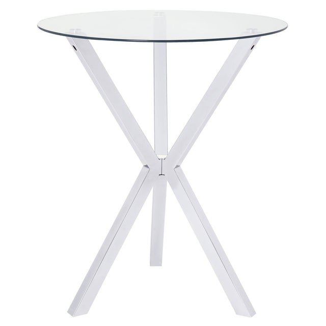 Denali Round 35-inch Glass Top Bistro Bar Table Chrome - Home Elegance USA