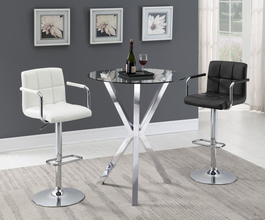 Denali Round 35-inch Glass Top Bistro Bar Table Chrome - Home Elegance USA