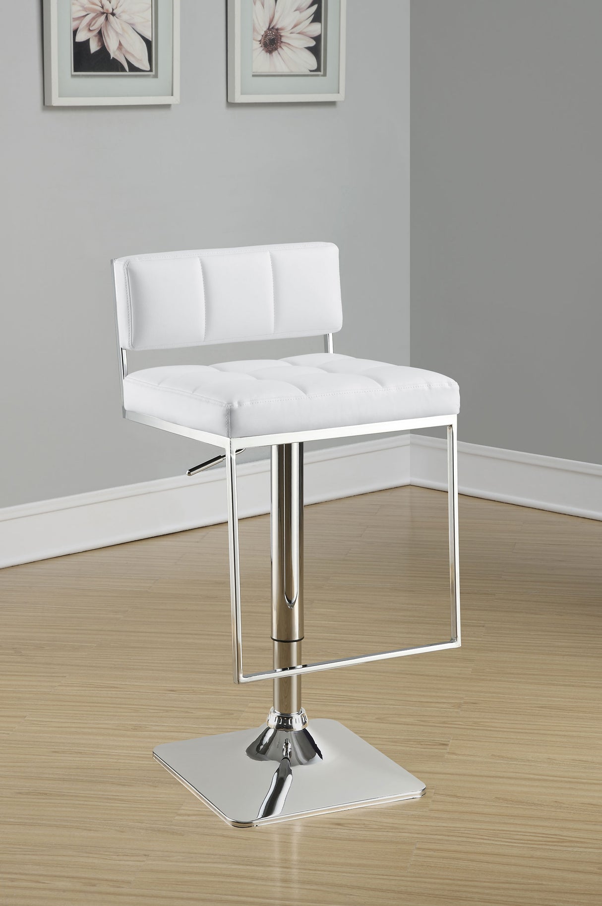 Alameda Adjustable Bar Stool Chrome and White - Home Elegance USA