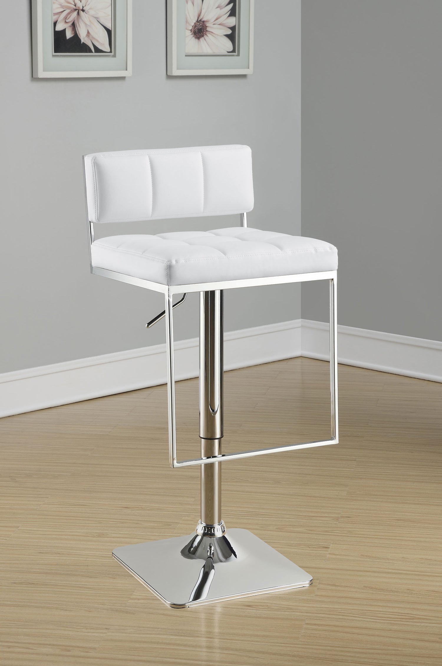 Alameda Adjustable Bar Stool Chrome and White - Home Elegance USA