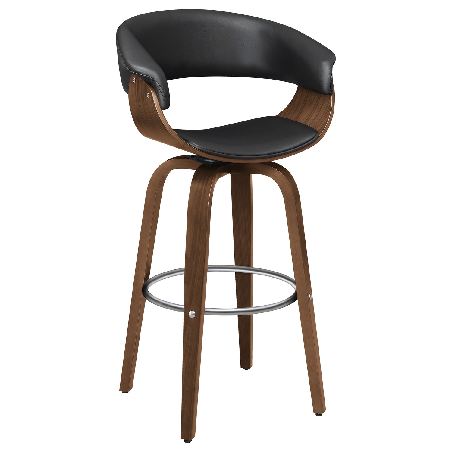 Zion Upholstered Swivel Bar Stool Walnut and Black - Home Elegance USA